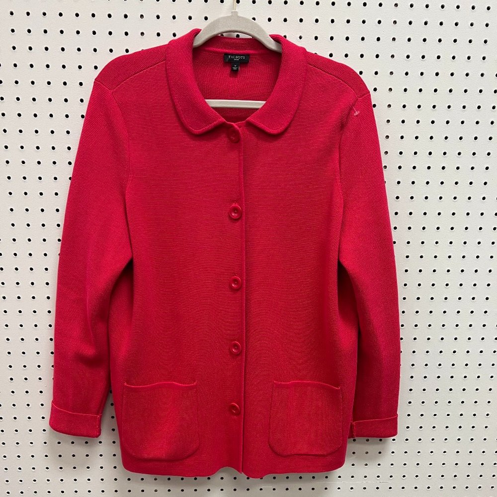 Talbots Size X Women's Button Front Red Shacket - image 1